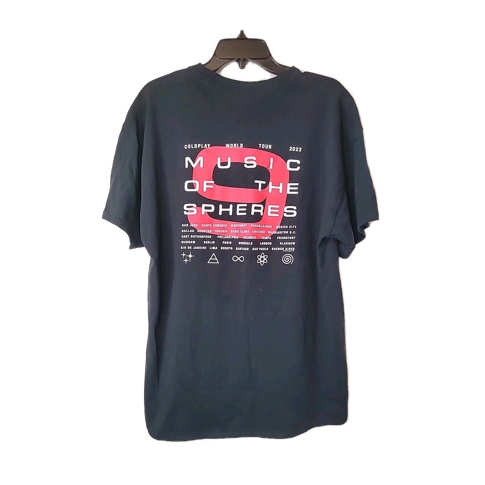 Coldplay Music of the Spheres Double‎ Sided Black Short Sleeve Crew XL Shirt